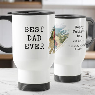Best Dad Ever Brush Stroke Photo Travel Mug