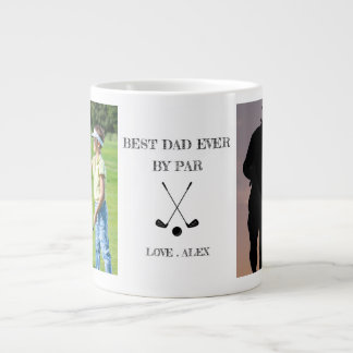 BEST DAD EVER BY PAR custom 2 photo  Large Coffee Mug