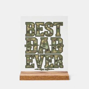 Best Dad Ever Camo Vintage Engraving Design_1 Acrylic Sign