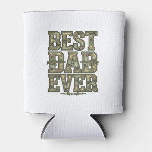 Best Dad Ever Camo Vintage Engraving Design_1 Can Cooler