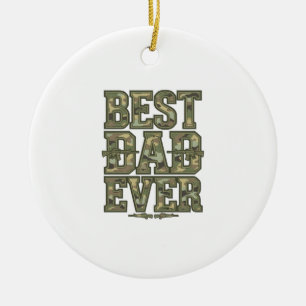 Best Dad Ever Camo Vintage Engraving Design_1 Ceramic Ornament