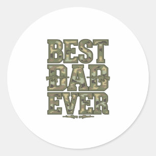Best Dad Ever Camo Vintage Engraving Design_1 Classic Round Sticker