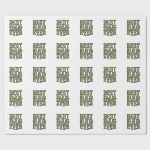 Best Dad Ever Camo Vintage Engraving Design_1 Wrapping Paper