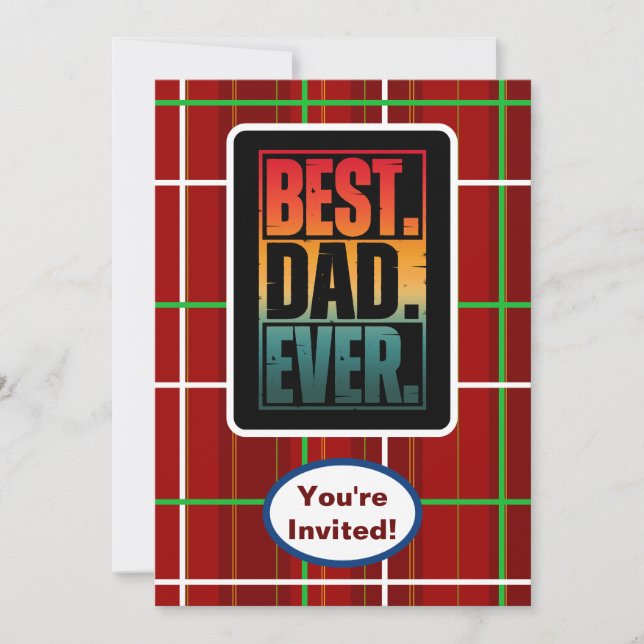 Best Dad Ever Check Plaid Birthday Party Event Invitation (Front)