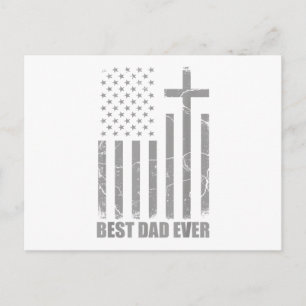 Best Dad Ever Christian Patriotic Dad USA Flag Fat Holiday Postcard