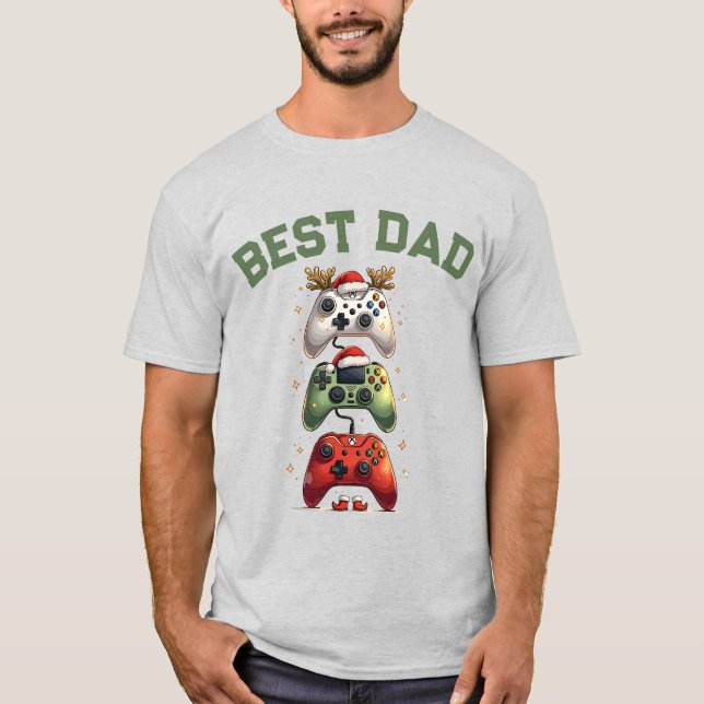 Best Dad Ever - Christmas Gaming Gift T-Shirt (Front)
