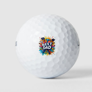 Best Dad Ever - Colourful Tools Design for Fathers Golf Balls