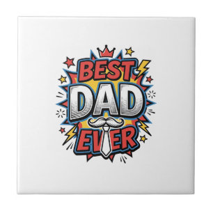 Best Dad Ever Comic Vintage Engraving Shirt Design Tile