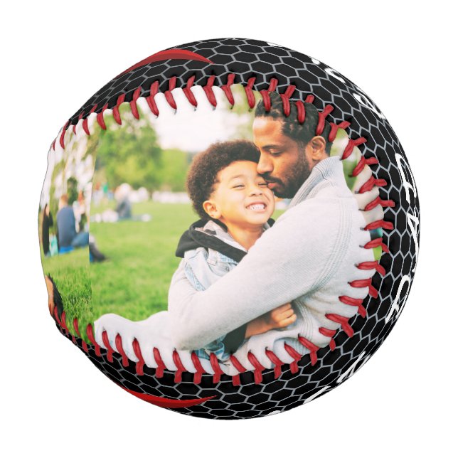 Best Dad Ever Cool Photo Collage Family Keepsake Baseball (Front Right)