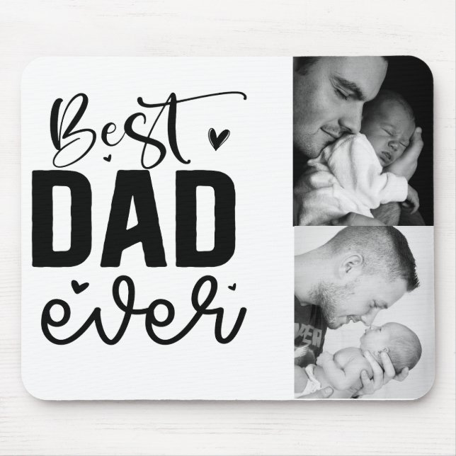 Best Dad Ever Custom 2 Photo Collage Mouse Pad (Front)