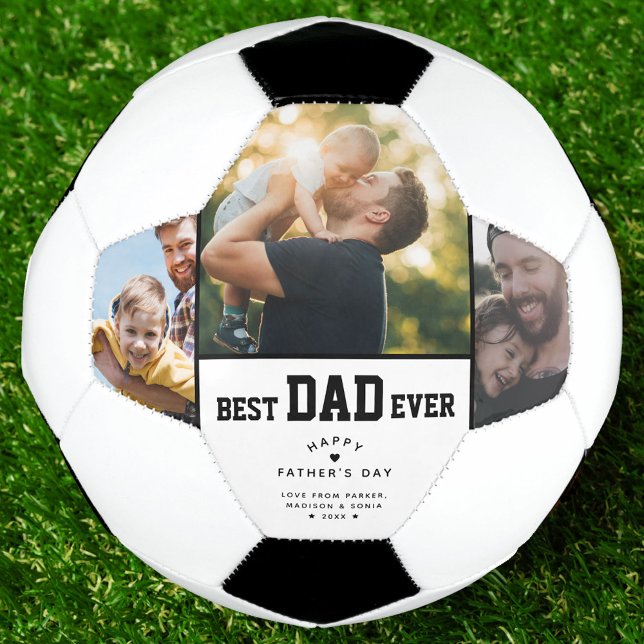Best Dad Ever Custom 3 Colour Photo Fathers Day Soccer Ball (Creator Uploaded)
