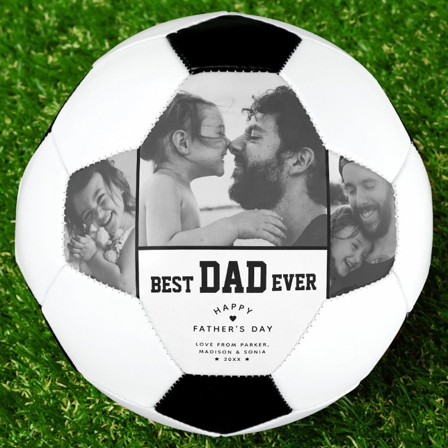 Best Dad Ever Custom 3 Photo Fathers Day Soccer Ball (Creator Uploaded)