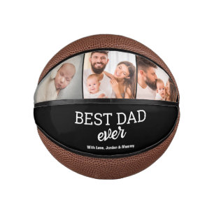 Best Dad ever Custom 3 Photos Modern personalized Mini Basketball