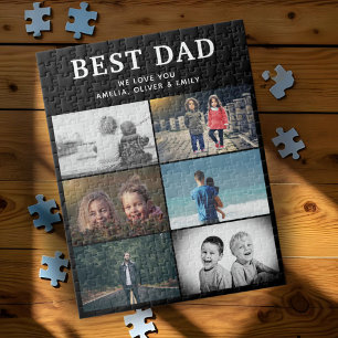 Best Dad Ever Custom 6 Photo Collage Album Jigsaw Puzzle