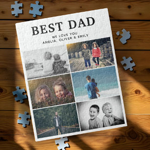Best Dad Ever Custom 6 Photo Collage Album Jigsaw Puzzle