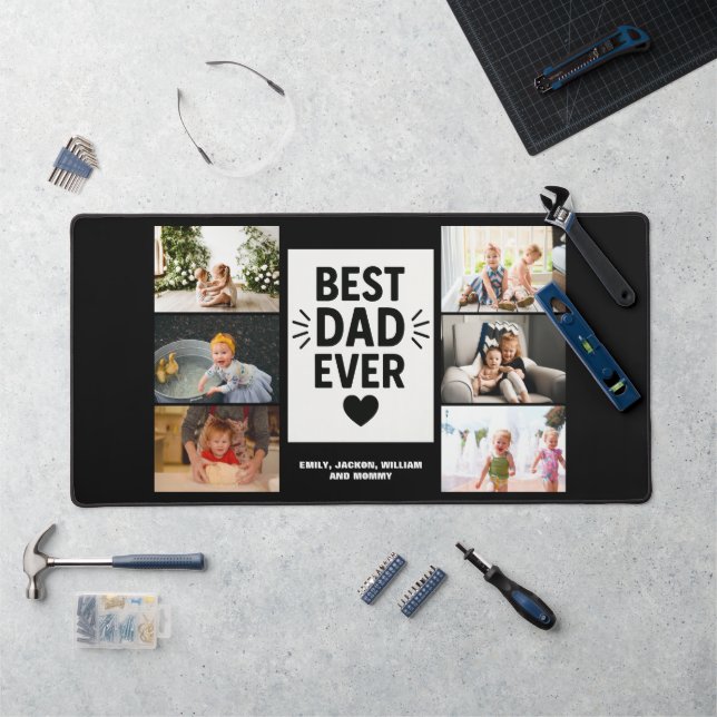 Best Dad Ever Custom 6 Photo Collage  Desk Mat (Workstation)
