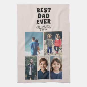 Best Dad Ever Custom 6 Photo Collage  Kitchen Towel