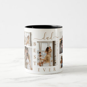 Best Dad Ever Custom 6 Photo Collage Two-Tone Coffee Mug
