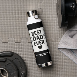 Best Dad Ever Custom 6 Photo Collage  Water Bottle