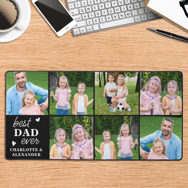 Best DAD Ever Custom 7 Photo Collage Personalized Desk Mat (Creator Uploaded)