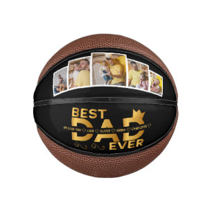 Best Dad Ever Custom Family 5 Photo With Names Mini Basketball