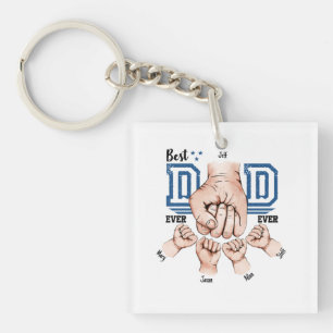 Best Dad Ever Custom Fist Bump - Four Kids Keychain