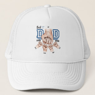 Best Dad Ever Custom Fist Bump - Four Kids Trucker Hat
