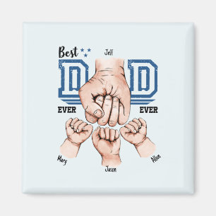 Best Dad Ever Custom Fist Bump - Three Kids Magnet