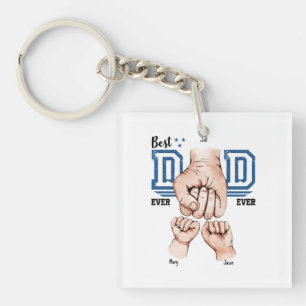 Best Dad Ever Custom Fist Bump - Two Kids Keychain