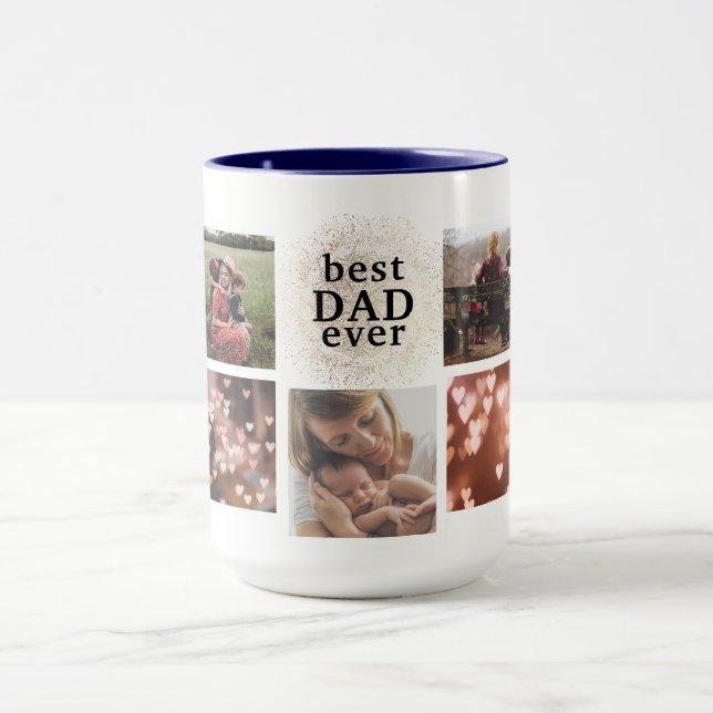 Best DAD Ever Custom Gold Multi Photo Mug (Center)