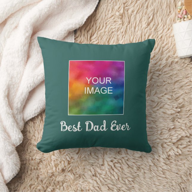 Best Dad Ever Custom Handwritten Script Template Throw Pillow (Blanket)