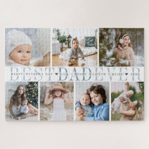 Best Dad Ever   Custom Message & Kid Photo Collage Jigsaw Puzzle