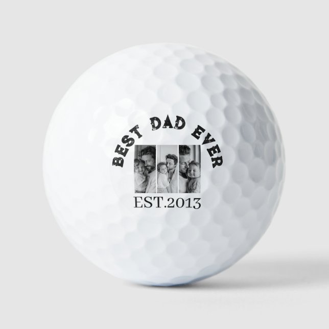 Best Dad Ever Custom Multi Photo Collage Golf Balls (Front)