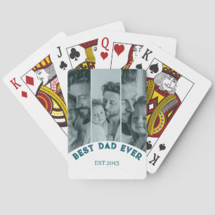 Best Dad Ever Custom Multi Photo Collage Playing Cards