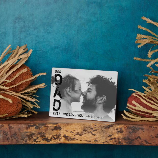 Best Dad Ever Custom Name Photo Cool Father's Day Plaque (Side)