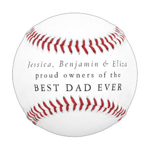 Best Dad Ever Custom Names Typography Baseball