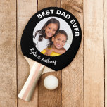 Best Dad Ever Custom Photo Black Ping Pong Paddle<br><div class="desc">Give the best dad ever a fun gift with this custom photo black ping pong paddle with white text. Easily personalize with a favourite family photograph (crop if necessary to a square with the subjects in the middle before uploading for best result). You can personalize "Best Dad Ever" to something...</div>