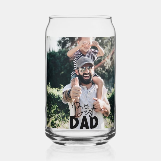 Best Dad Ever Custom Photo Can Glass (Back)