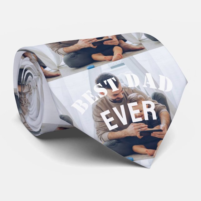 Best Dad Ever Custom Photo collage Create Your Own Tie (Rolled)