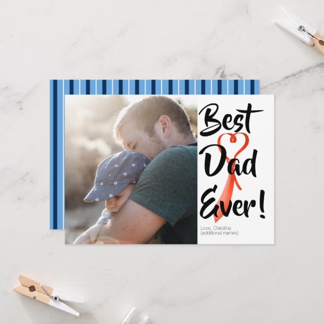 Best Dad Ever Custom Photo Father's Day Card (Front/Back In Situ)