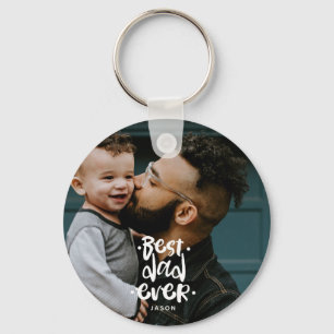 Best Dad Ever Custom Photo Father's Day Gift Name  Keychain