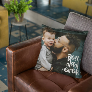 Best Dad ever Custom Photo Father's Day Gift Throw Pillow