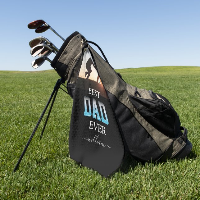 Best Dad Ever Custom Photo Father's Day  Golf Towel (Green)