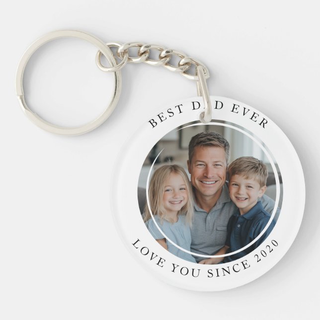 Best dad Ever custom Photo  Keychain (Front)