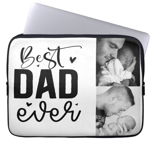 Best Dad Ever Custom Photo Laptop Sleeve (Front)