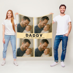 Best Dad Ever Custom Photo   Personalized Father’s Fleece Blanket