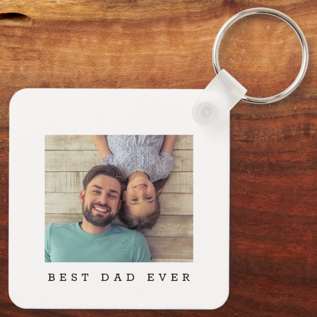 Best Dad Ever Custom Photo Personalized  Keychain (Back)