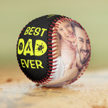 Best Dad Ever Custom Photo Personalized Name Softb Softball<br><div class="desc">Best Dad Ever Custom Photo Personalized Name Softball features two of your favourite photos with the text "Best Dad Ever" in modern yellow script and your custom text in the centre on a black background. Personalized by editing the text in the text boxes provided and adding your photos. PHOTO TIP:...</div>