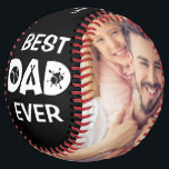 Best Dad Ever Custom Photo Personalized Name  Softball<br><div class="desc">Best Dad Ever Custom Photo Personalized Name Softball features two of your favourite photos with the text "Best Dad Ever" in modern white script and your custom text in the centre on a black background. Personalized by editing the text in the text boxes provided and adding your photos. PHOTO TIP:...</div>