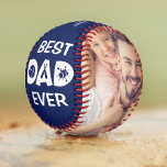 Best Dad Ever Custom Photo Personalized Name Softball<br><div class="desc">Best Dad Ever Custom Photo Personalized Name Softball features two of your favourite photos with the text "Best Dad Ever" in modern white script and your custom text in the centre on a blue background. Personalized by editing the text in the text boxes provided and adding your photos. PHOTO TIP:...</div>
